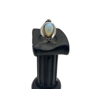 **Silver tone, antique style moonstone ring Size 6